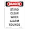 Signmission OSHA Sign, Portrait Stand Clear When Alarm Sounds, 24in X 18in Rigid Plastic, 18" W, 24" L, Portrait OS-DS-P-1824-V-1894 - alternate 1